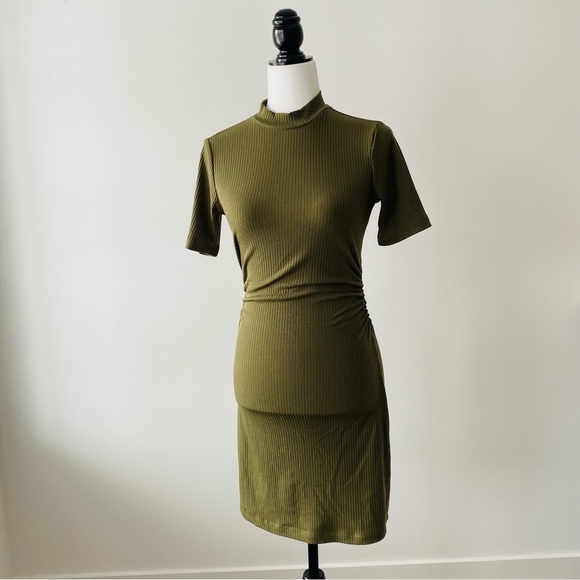 Mock Neck Ribbed Dress - Picture 1 of 11